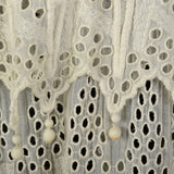 XS 1910s Cotton Lace Dress Pom Pom Fringe Cotton Lace Gauze