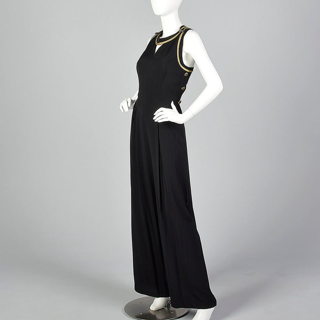 1990s Black Jumpsuit with Cut Out Back