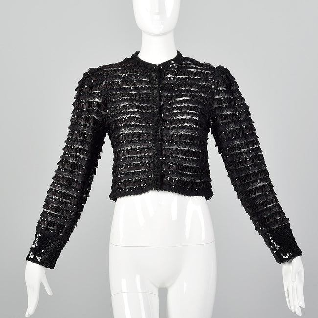 1970s Saks Fifth Avenue Black Lace Jacket
