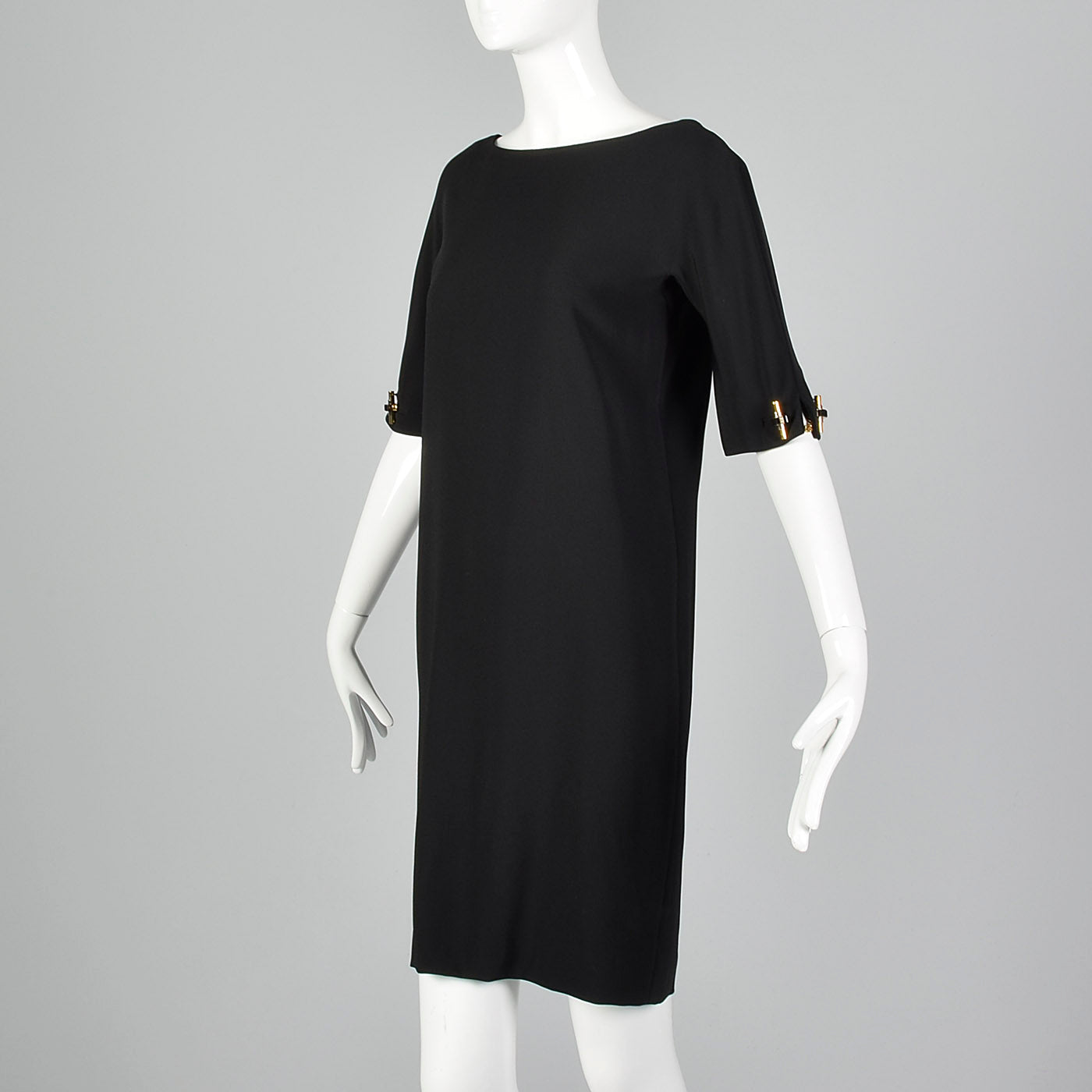 1990s Tom Ford for Gucci Black Shift Dress with Link Buttons