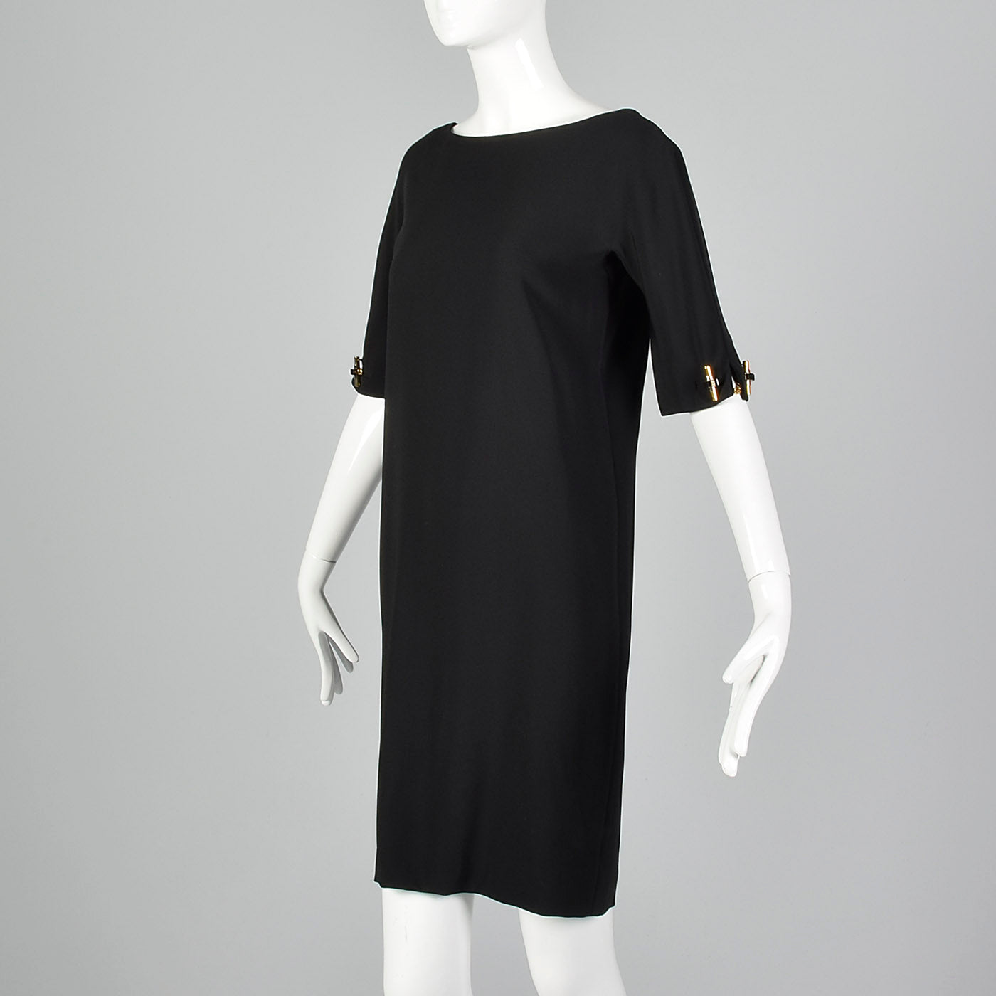 1990s Tom Ford for Gucci Black Shift Dress with Link Buttons Style & Salvage 1990s Tom Ford for Gucci Black Shift Dress with Link Buttons Style & Salvage