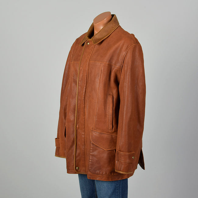 XL-XXL Mens Orvis Light Brown Leather Jacket