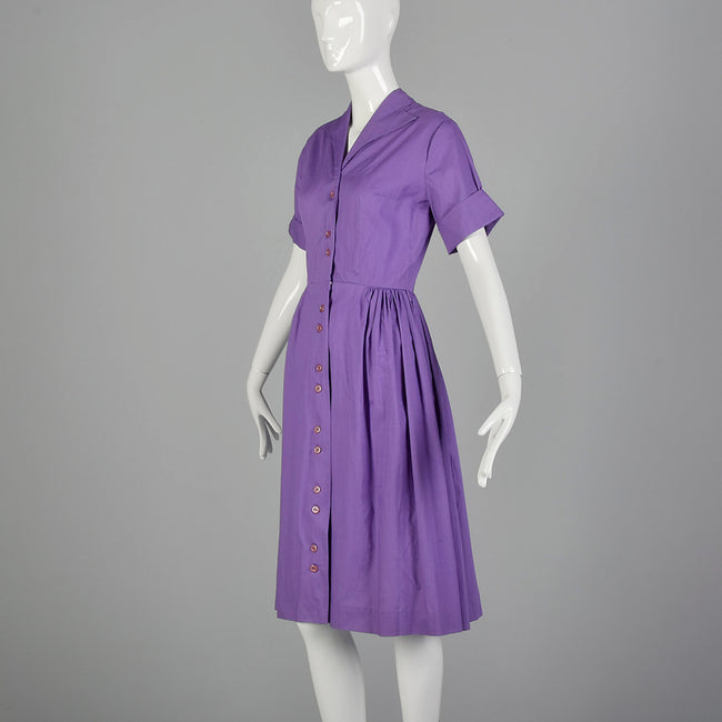 XS-Small 1950s Purple Shirtwaist Day Dress