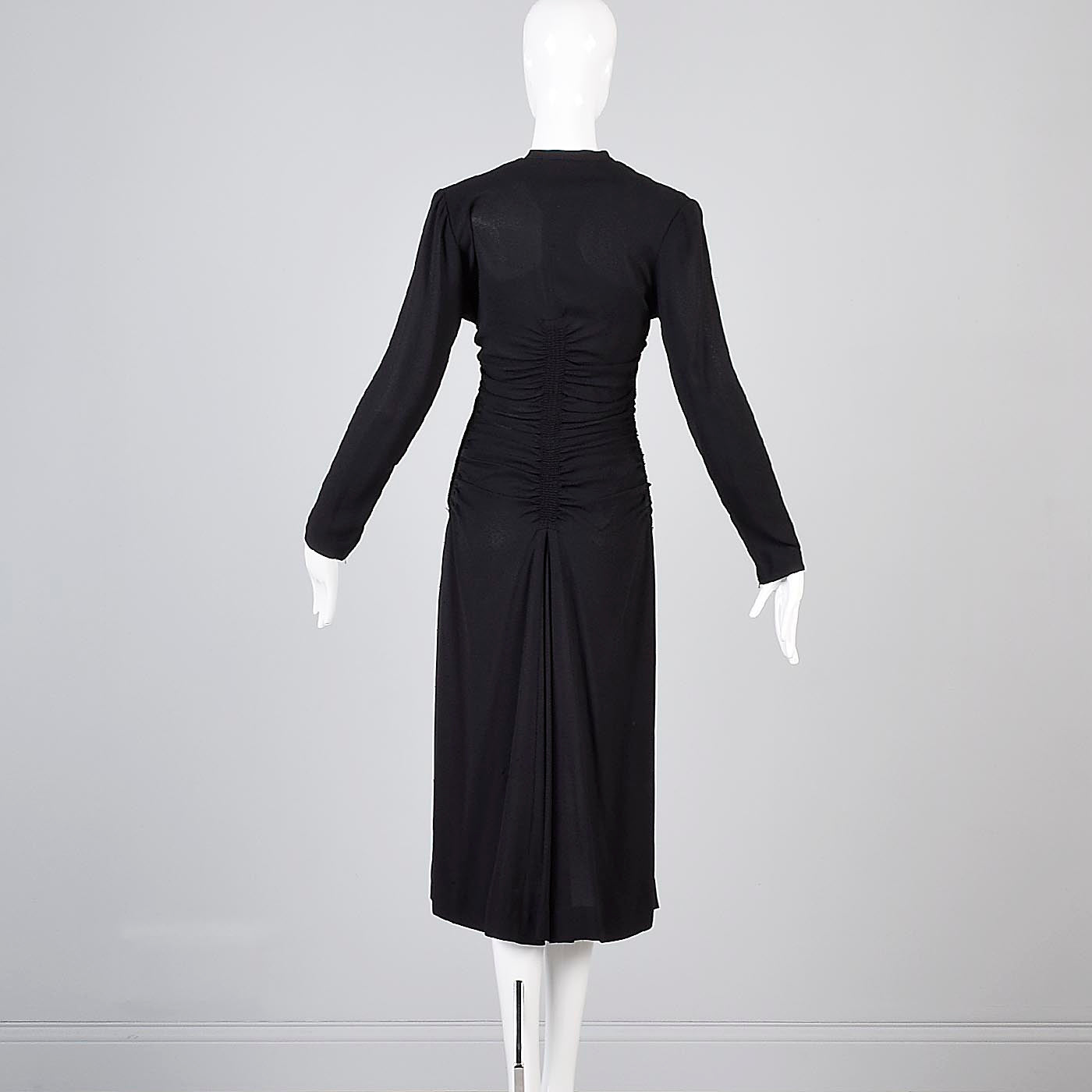 1940s Mary Muffet Black Rayon Crepe Dress