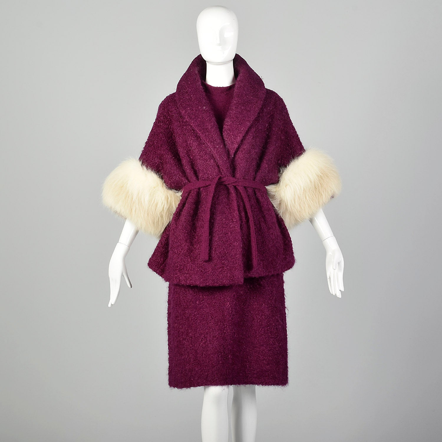 Large 1960s Fuchsia Coat and Dress Set