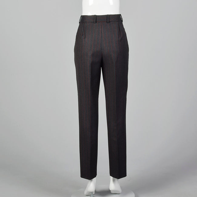 1990s Dolce & Gabbana Gray Trousers with Red Pinstripe