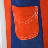 1960s Mod Color Black Suede Leather Vest with Hood