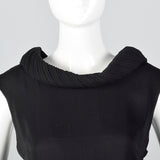 1950s Classic Black Dress with Rolled Collar