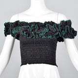 1990s Lolita Lempika Off Shoulder Smocked Crop Top