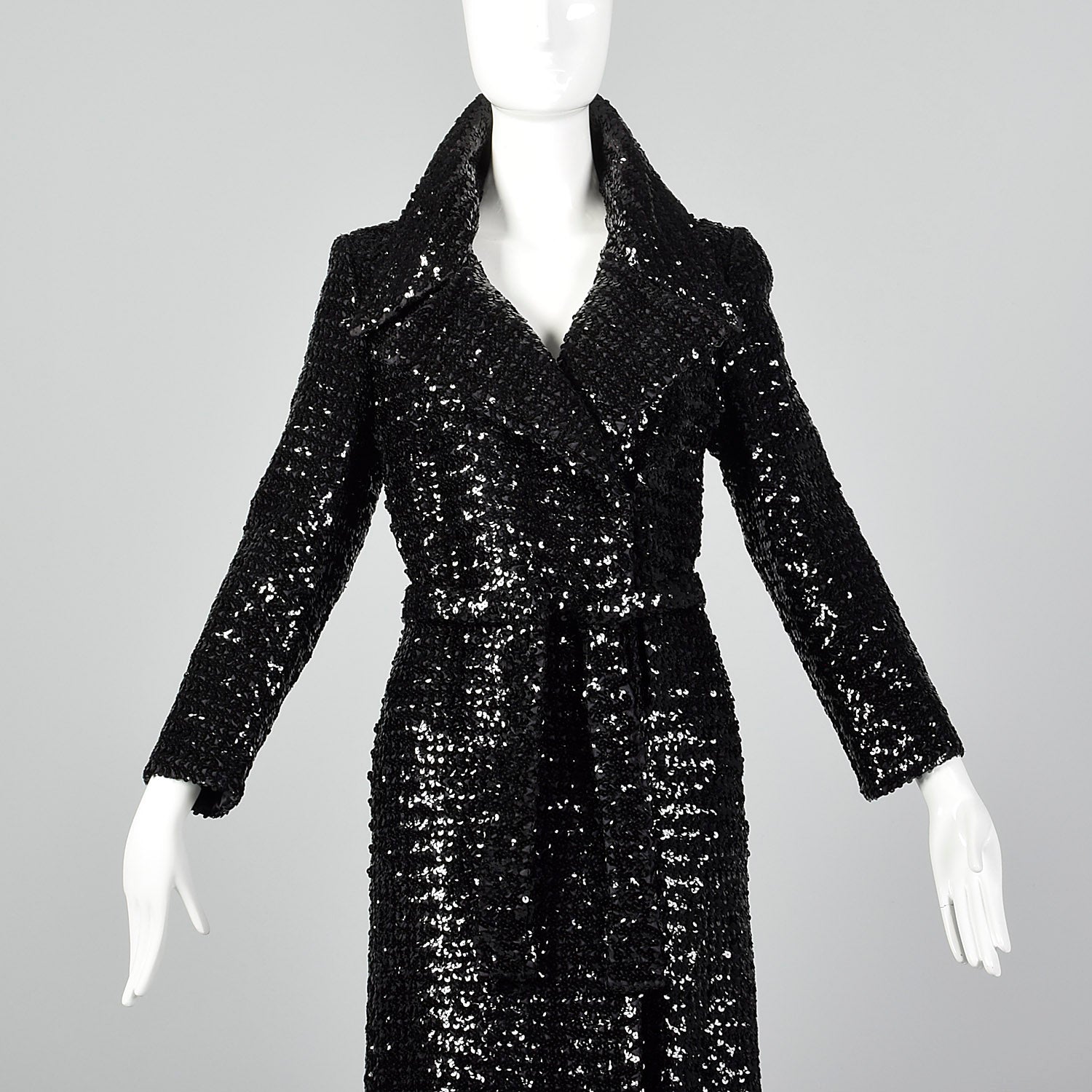 XS 1970s Black Sequin Trench Coat – Style Salvage