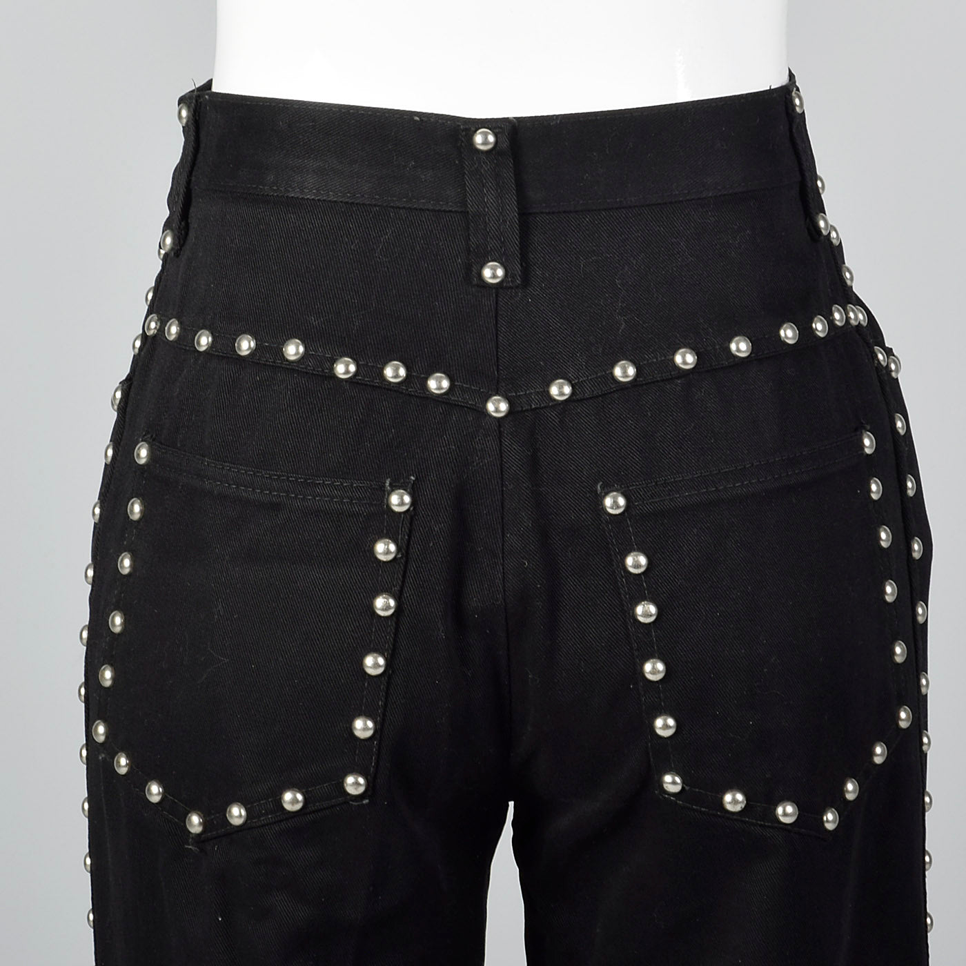 1970s Silver Studded Black Bell Bottoms