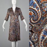 1940s Paisley Print Dress in Jersey Knit
