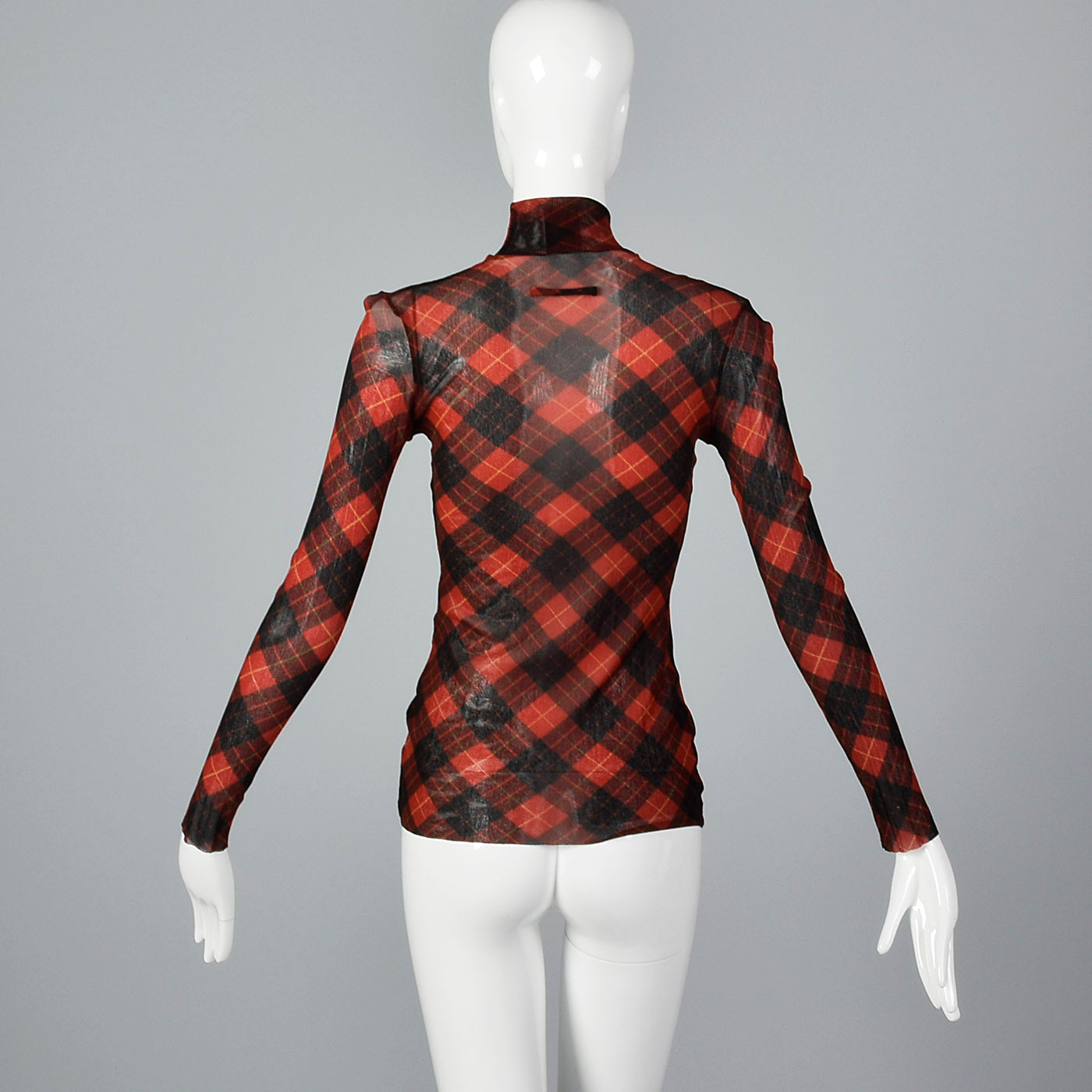 Jean Paul Gaultier Classique Tartan Plaid Stretch Mesh Top