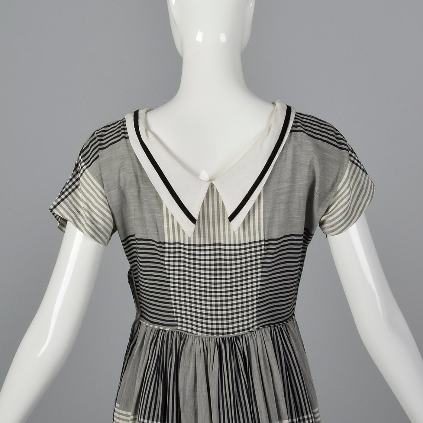 1950s Black and White Plaid Dress