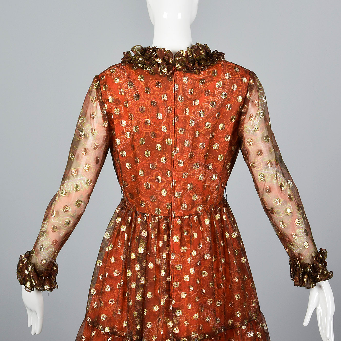 1970s Victor Costa Long Sleeve Maxi Dress