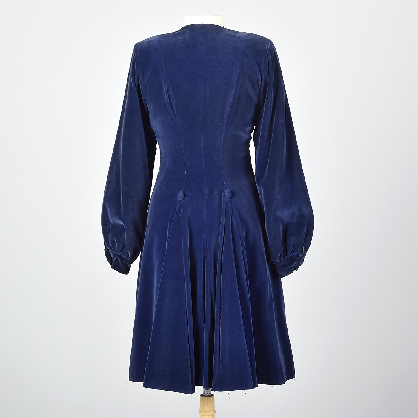 1940s Blue Velvet Princess Coat