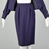 XS Guy Laroche 1980s Plumb Purple Skirt Suit