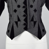 1980s Louis Feraud Gray Jacket with Geometric Velvet Appliques