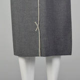 Medium 1950s Gray Wool Skirt with Dove Gray Details