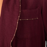 1960s Mens Burgundy Wool Robe with Shawl Collar