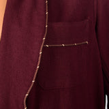 1960s Mens Burgundy Wool Robe with Shawl Collar