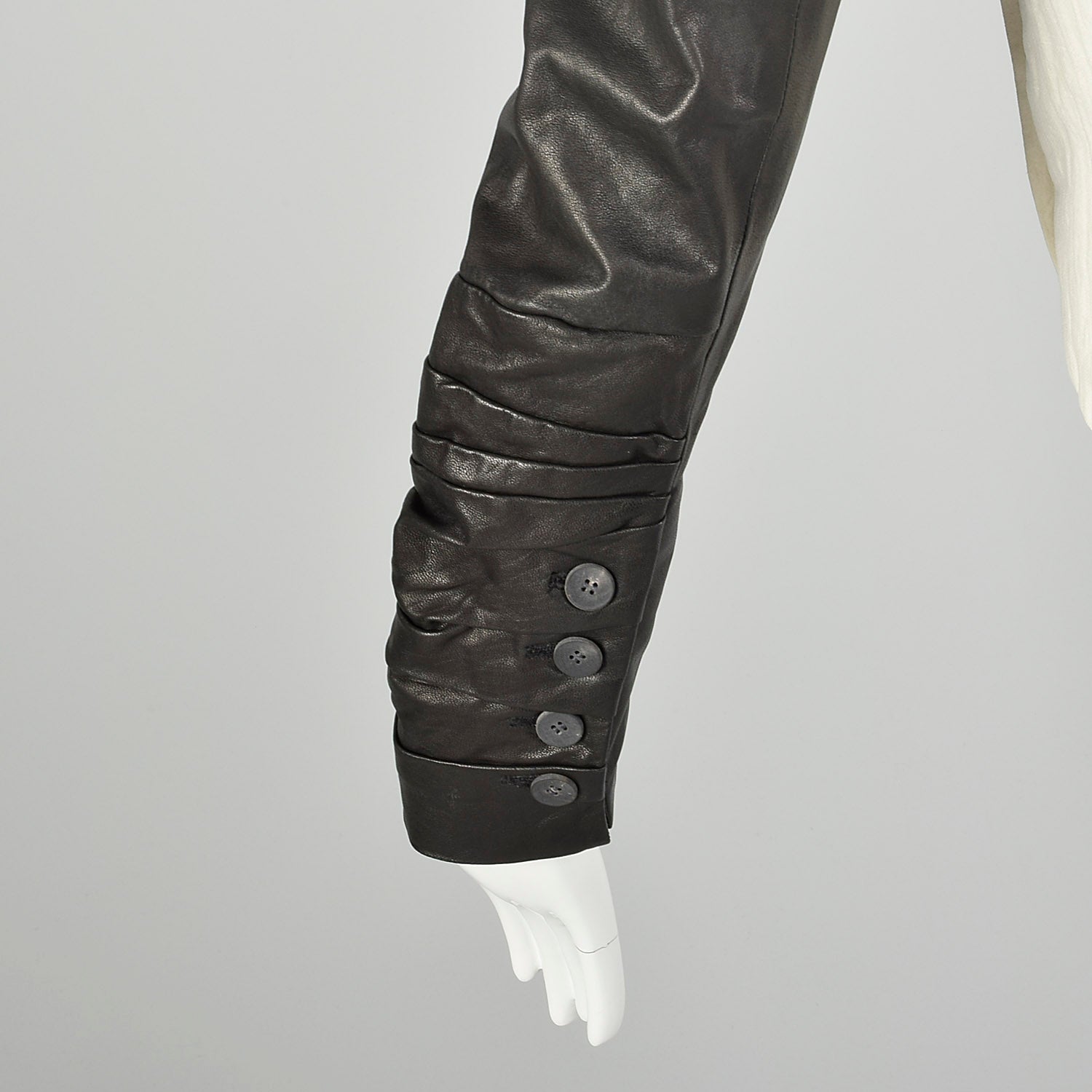 Small Helmut Lang White Jacket with Leather Sleeves