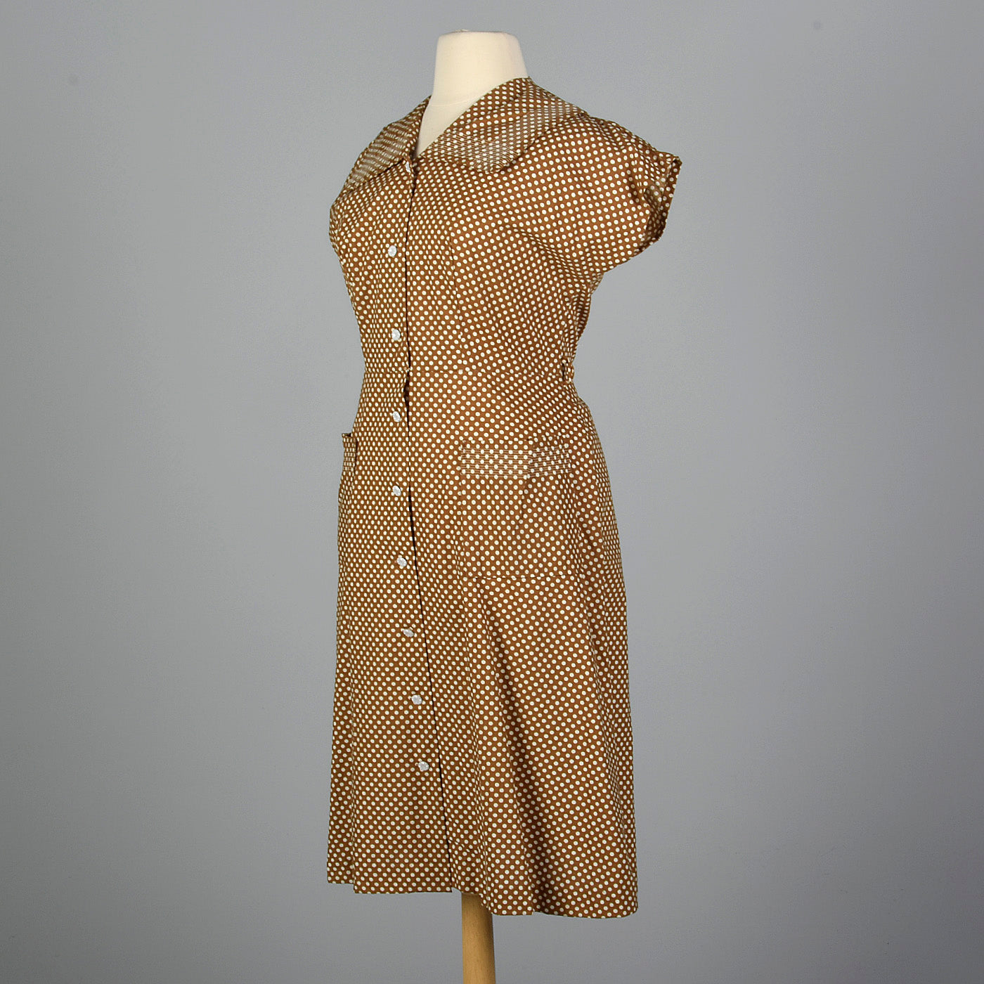 1950s Brown Polka Dot Day Dress