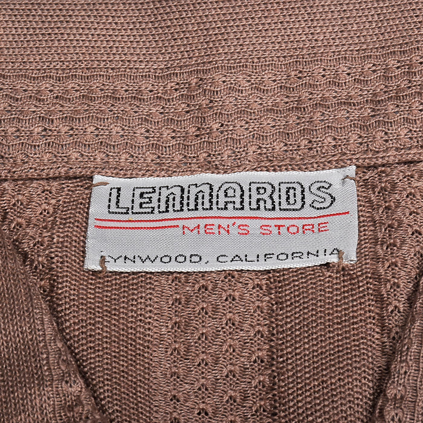 1950s Lennards Brown Knit Pull Over Shirt Deadstock