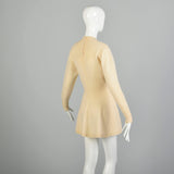 Large 1990s Creamy Wool Tunic Sweater Marion Foale Creamy Beige Knit Tunic Ice Skater Mini Dress