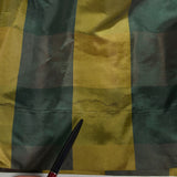 XS 1940s Green Gold Taffeta Party Dress Plaid Tea Length Gown Chevron Bodice