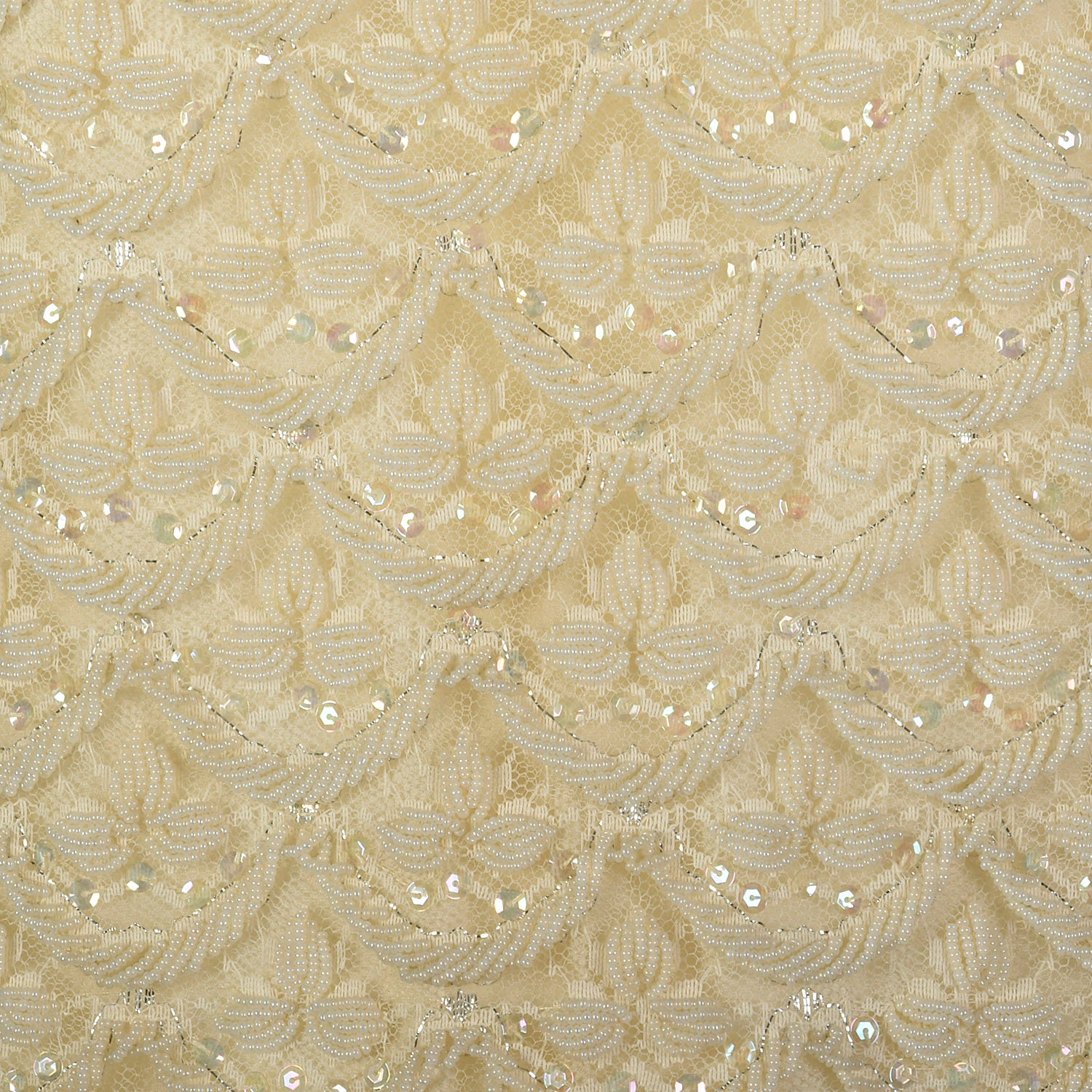 XXS 1960s Ivory Beaded Blouse