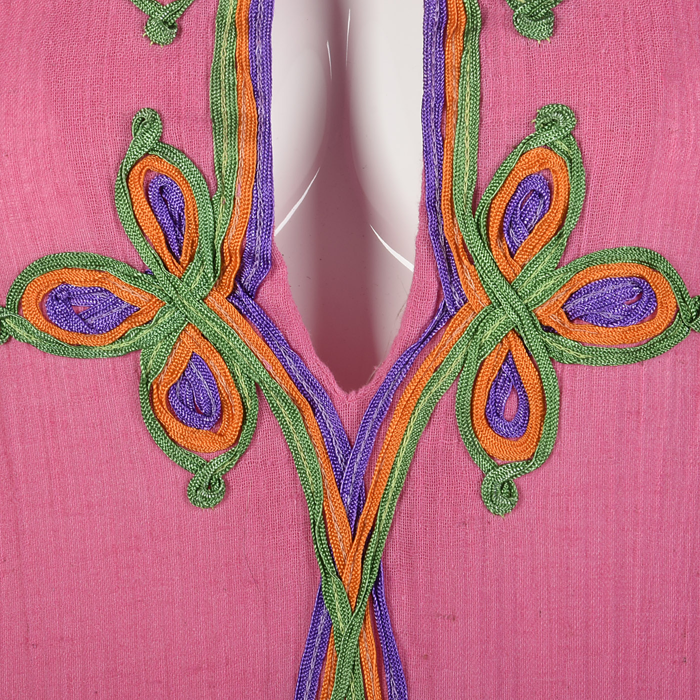 1970s Christian Dior Pink Kaftan Dress with Keyhole Bust