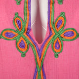 1970s Christian Dior Pink Kaftan Dress with Keyhole Bust
