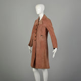 Small 1970s Jacket Tan Leather Hippie Bohemian Suede Boho Trench Coat