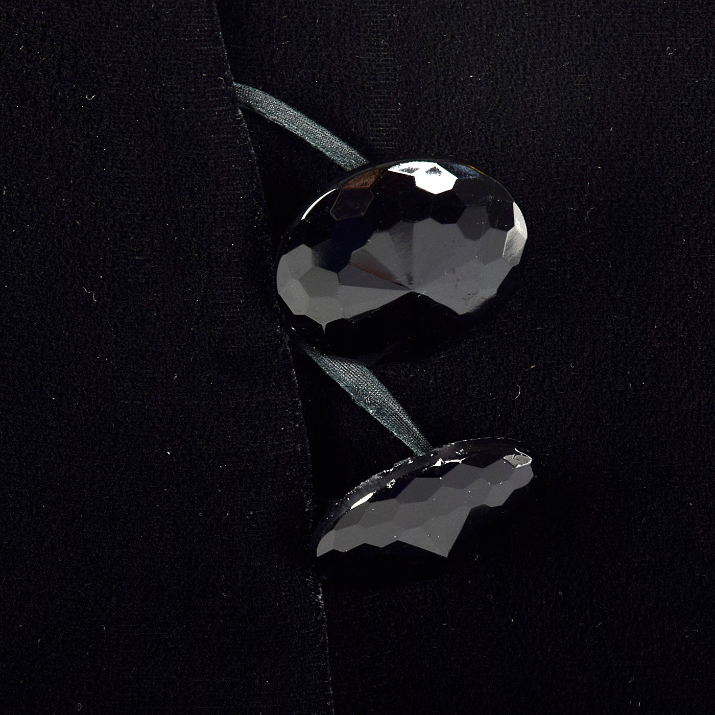 1980s Ingrid Luhn Black Velvet Skirt Suit with Gold Shoulders