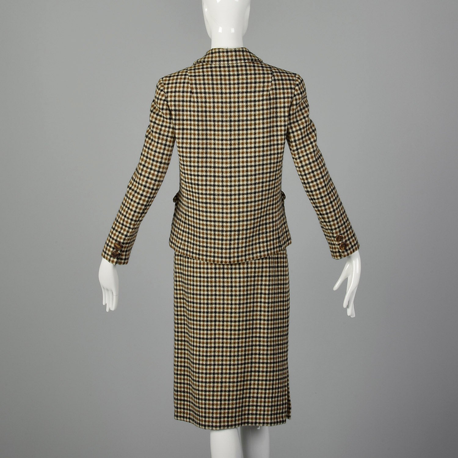 XXS 1960s Brown Skirt Suit