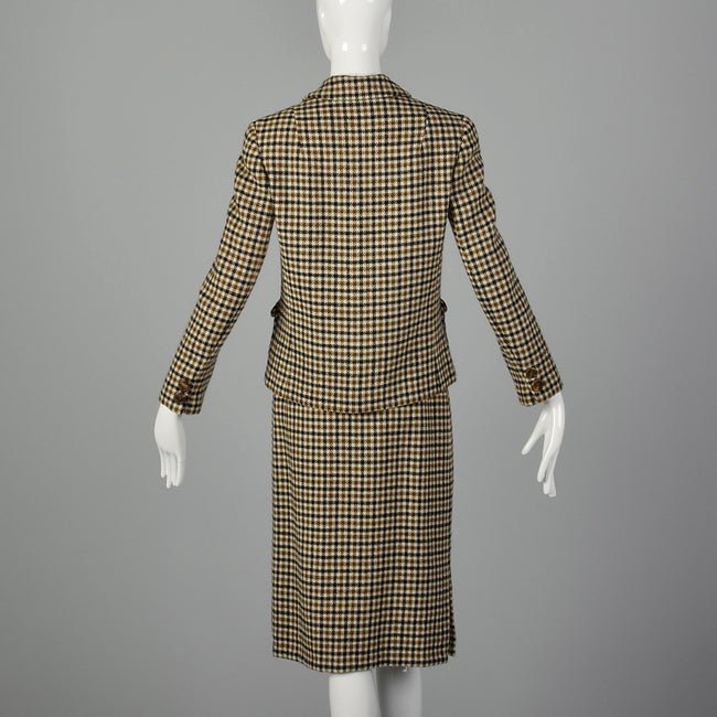 XXS 1960s Brown Skirt Suit