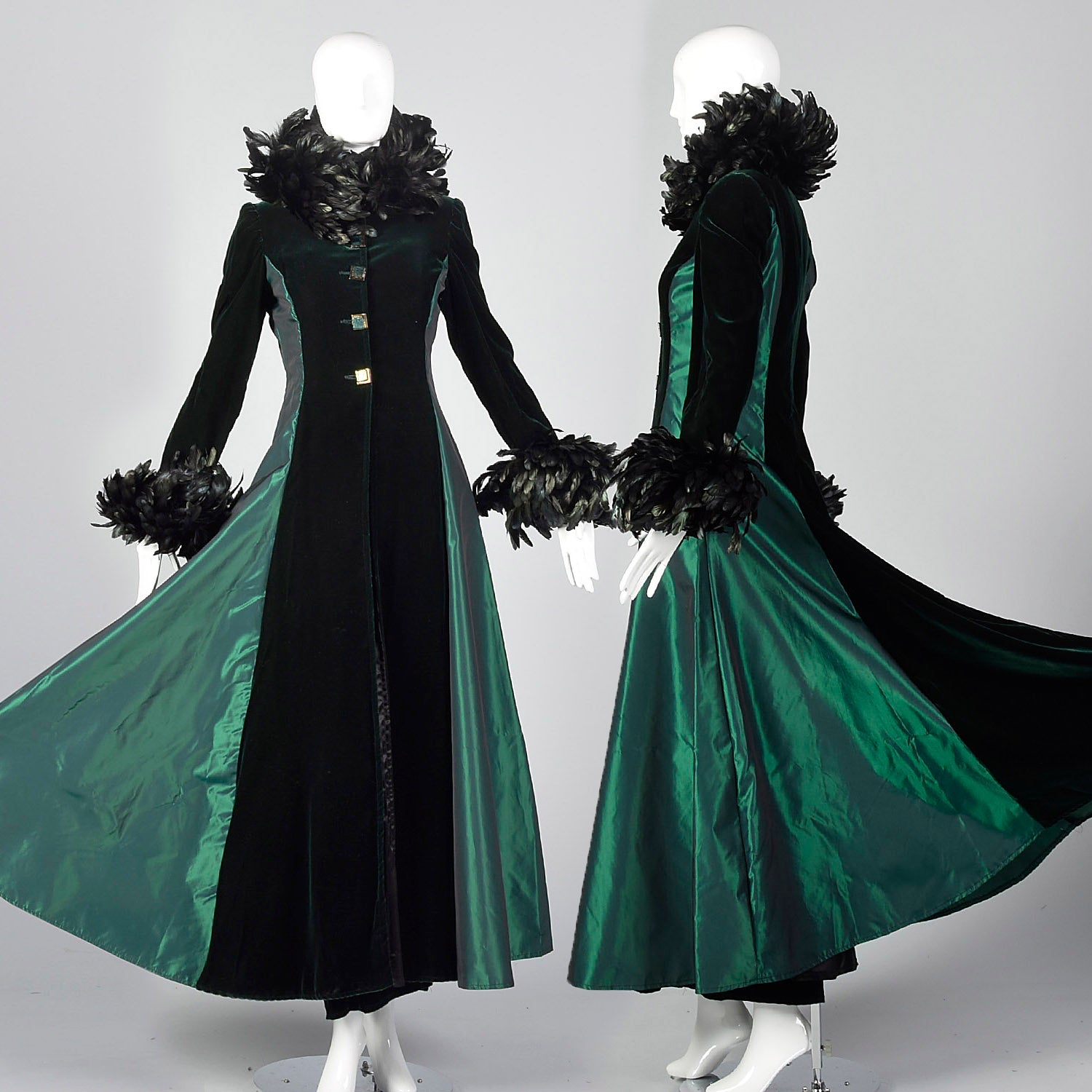 1970s Two Piece Green Velvet Dress Set Style & Salvage 1970s Two Piece Green Velvet Dress Set Style & Salvage