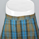 1950s Brown and Blue Plaid Shorts