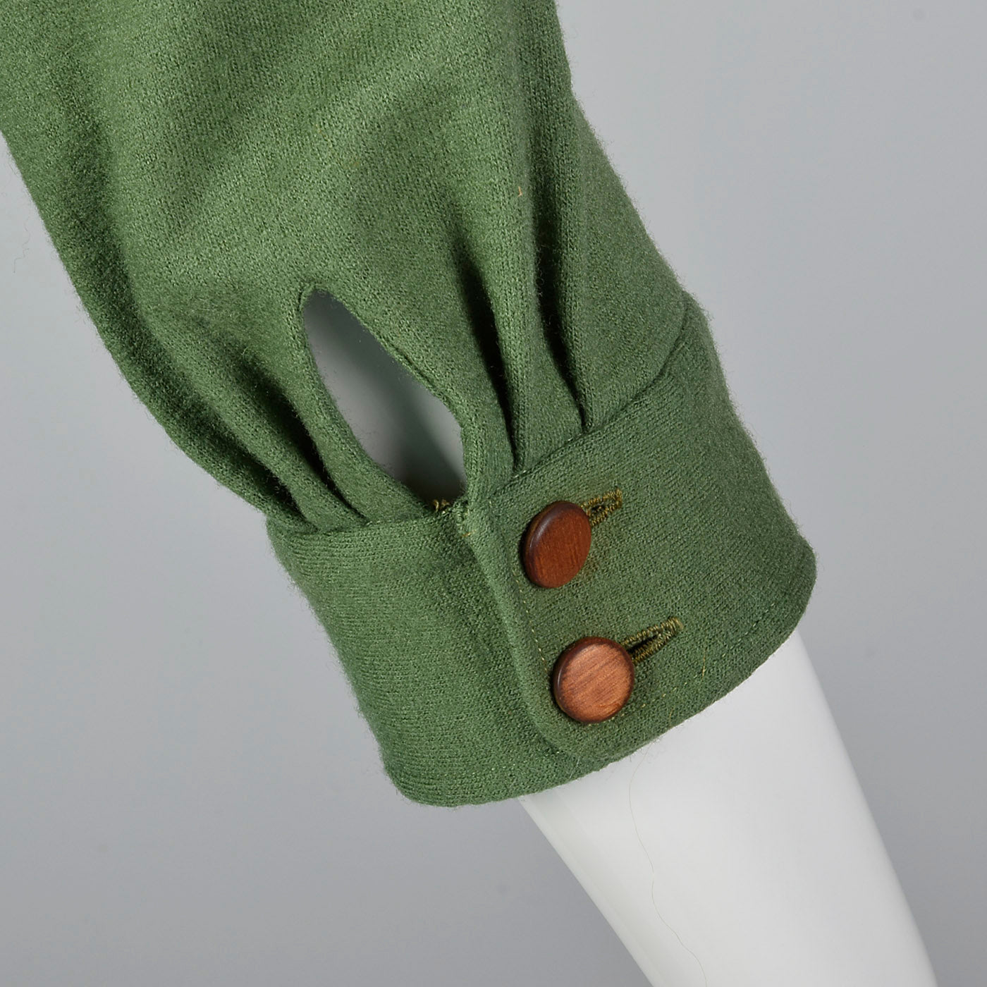 1960s Green Wool Pencil Dress with Button Front