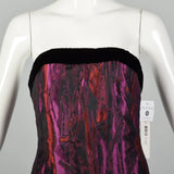 Badgley Mischka Strapless Party Dress Purple Black Red Velvet Shift NWT