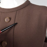 1960s Brown Wool Dress with Muskrat Fur Lined Jacket