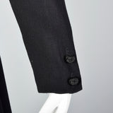 1970s Adele Simpson Black Wool Dress with Drop Waist
