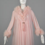 Claire Sandra by Lucie Ann Pink Neglige Robe with Feather Collar