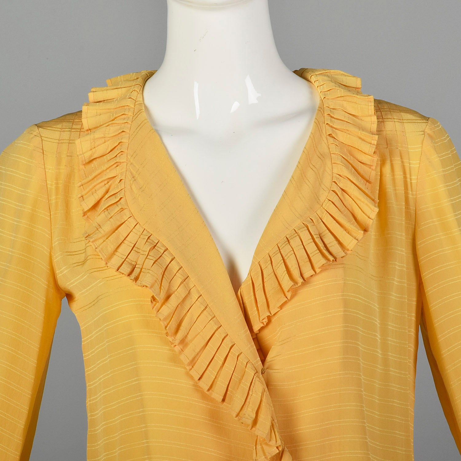 Large André Laug 1960s Yellow Ruffle Wrap Top