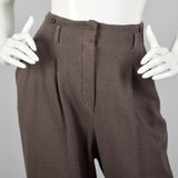 1980s Norma Kamali Gray Knit Pants with Suspender Buttons
