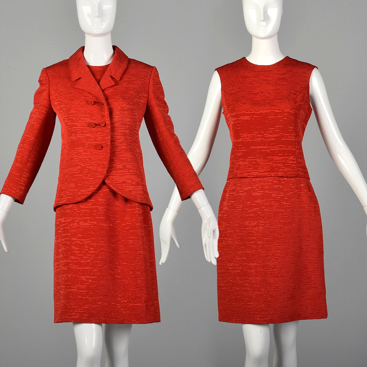 XS 1960s Harrods Red Three Piece Suit