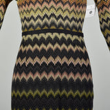 Small-Medium 1990s Missoni Orange Label Zig-Zag Dress Knit