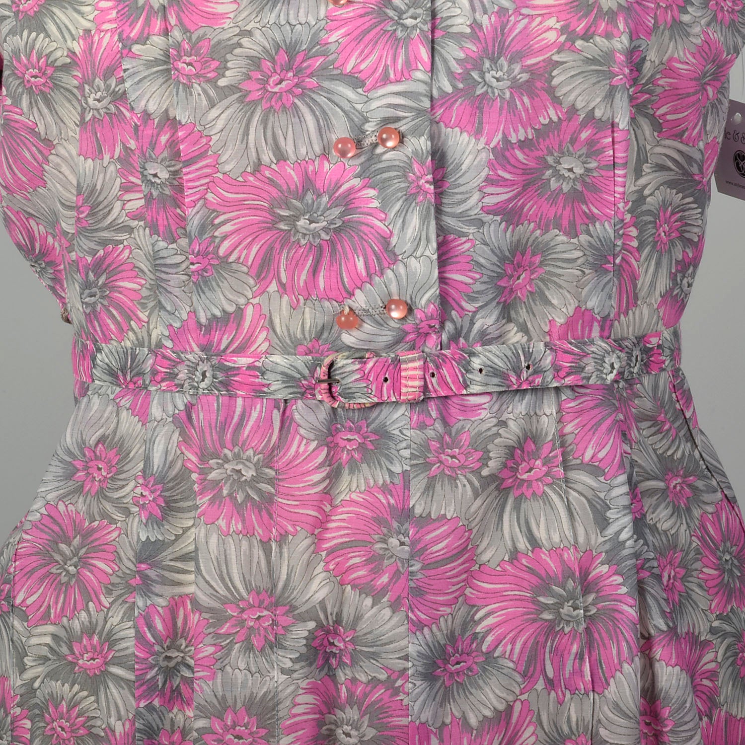 3XL 1950s Pink Floral Day Dress Short Sleeve Summer Volup