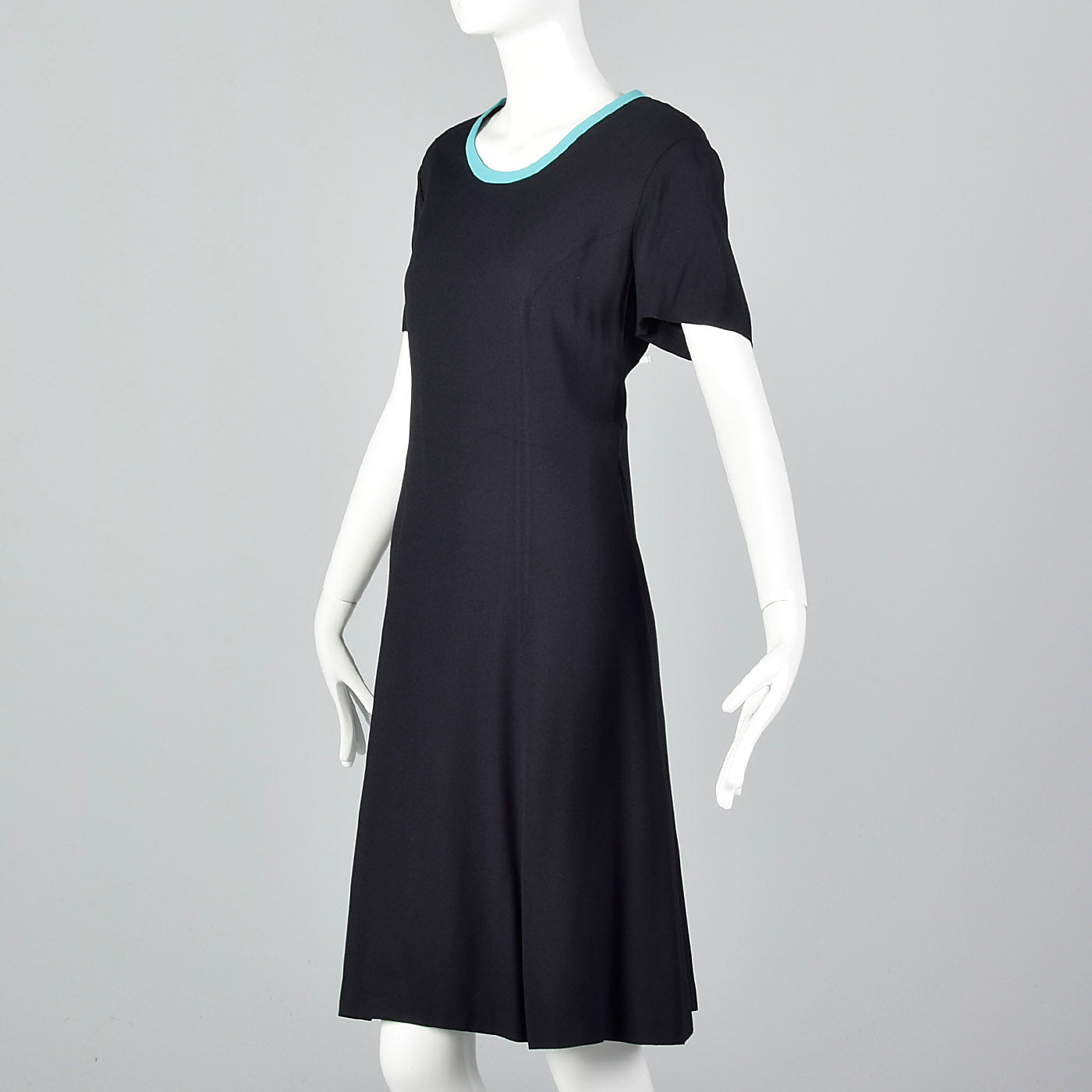 1980s Louis Feraud Navy Dress Set with Aqua Trim